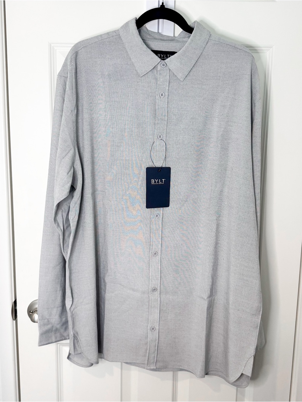 BYLT Basics Vista Long Sleeve Button Down Gray Shirt XXL